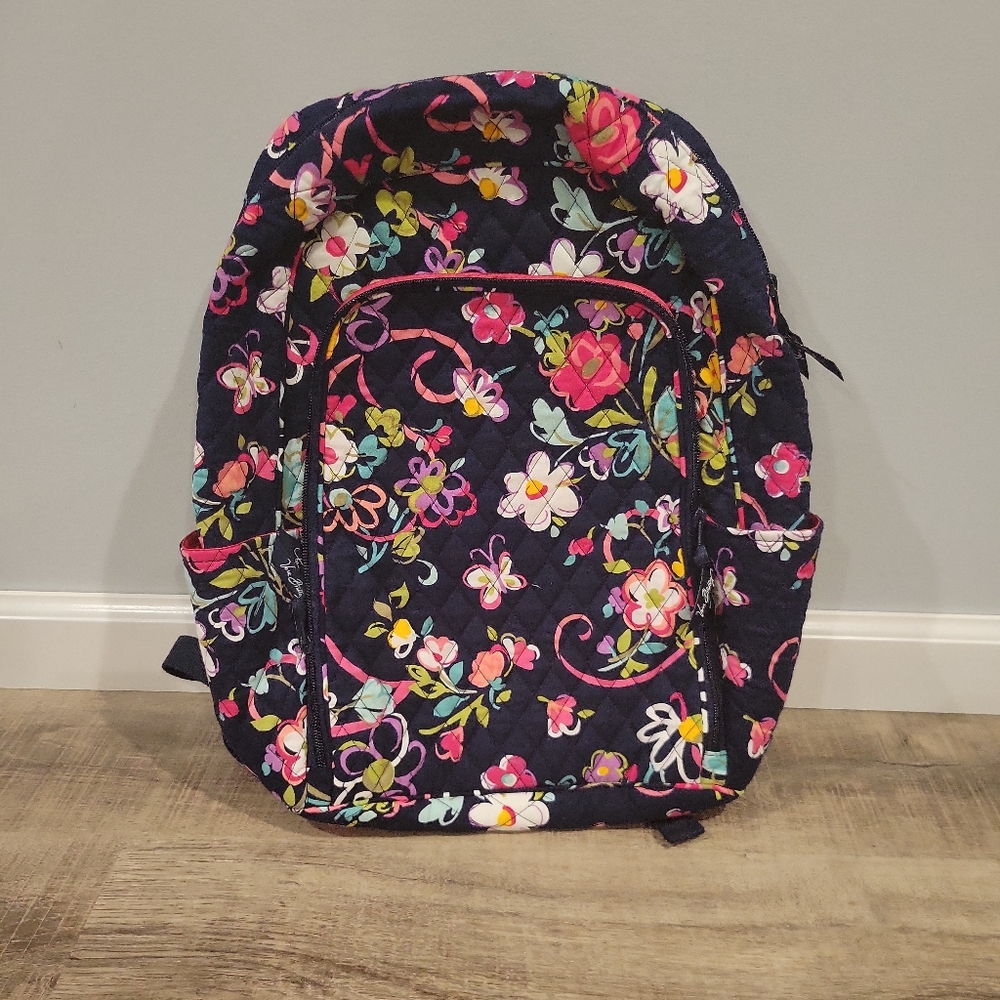 NWOT Vera Bradley Backpack Navy Ribbons Pattern Retired 2012